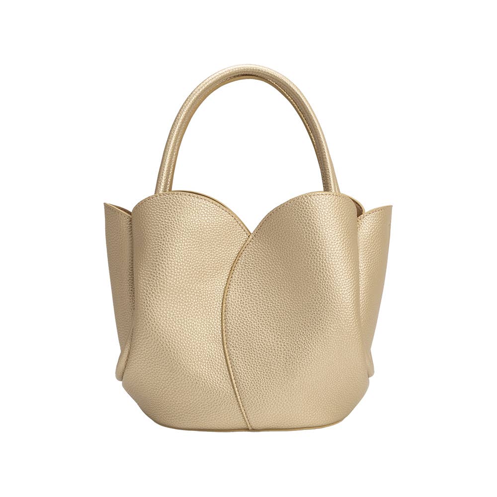 Melie Bianco Tulip Gold Recycled Vegan Leather Top Handle Bag
