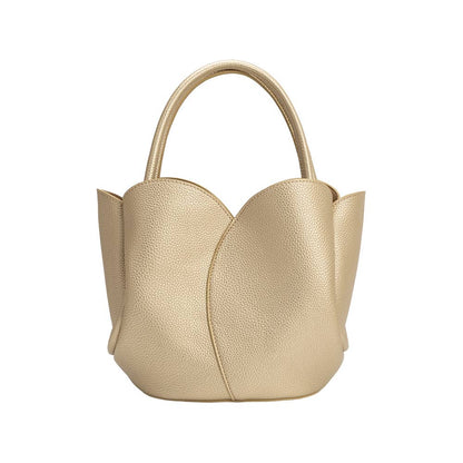 Melie Bianco Tulip Gold Recycled Vegan Leather Top Handle Bag