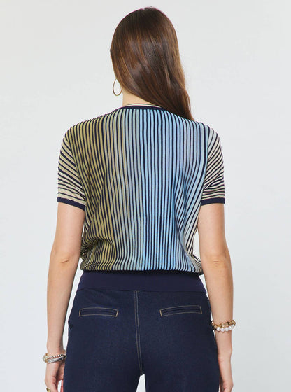 Current Air Striped Dolan Sleeve Sweater and Midi Skirt Set