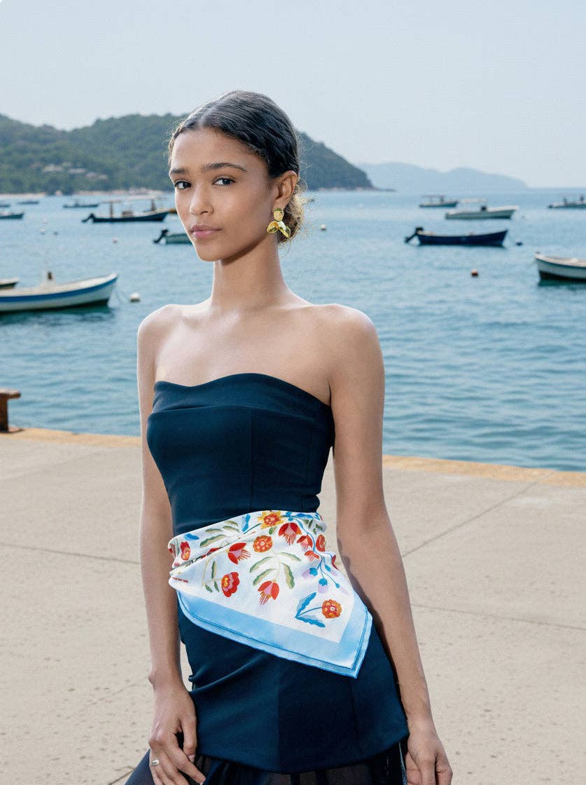 Jessie Zhao Porcelain Jardin Double Sided Silk Scarf