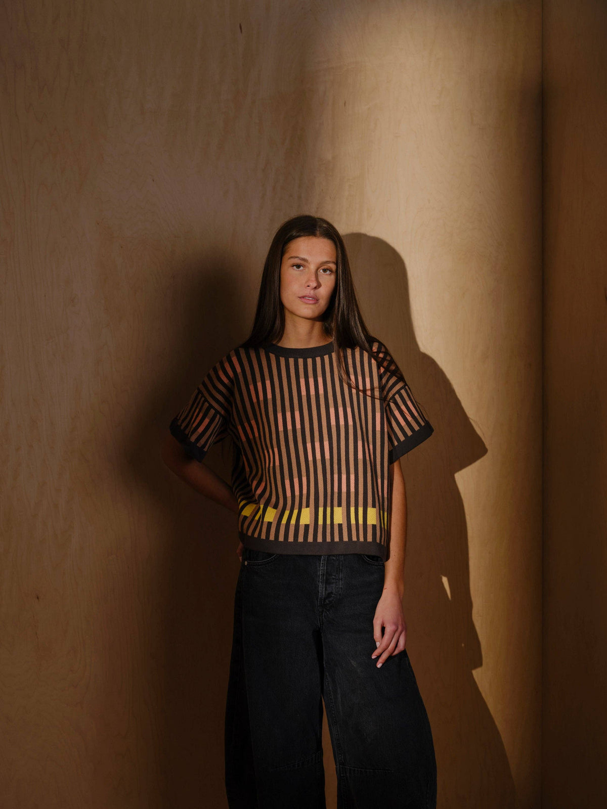 The Endery Bauhaus Short Sleeve Sweater Tee in the Oxide Palette