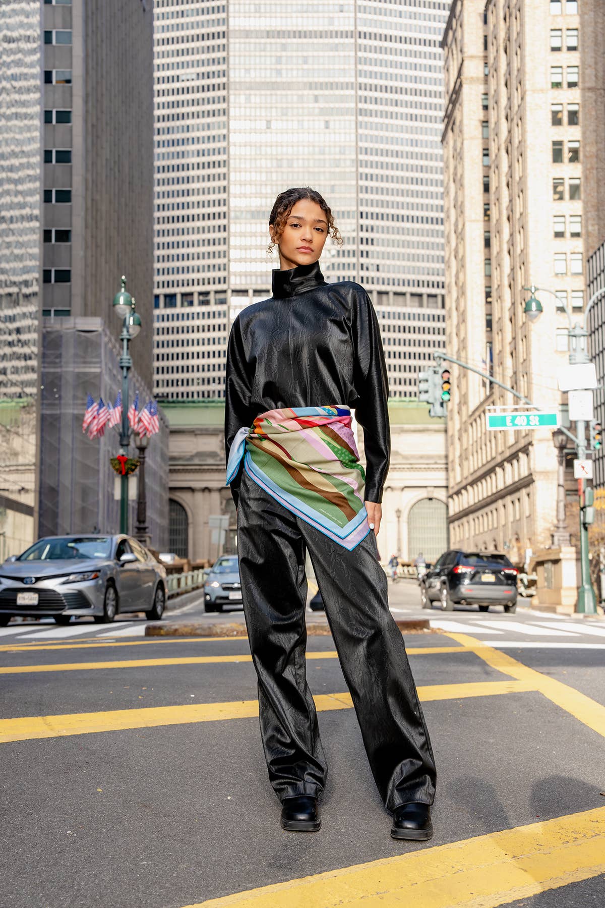 Jessie Zhao Double Sided Wool Silk Scarf in Ocean Breeze