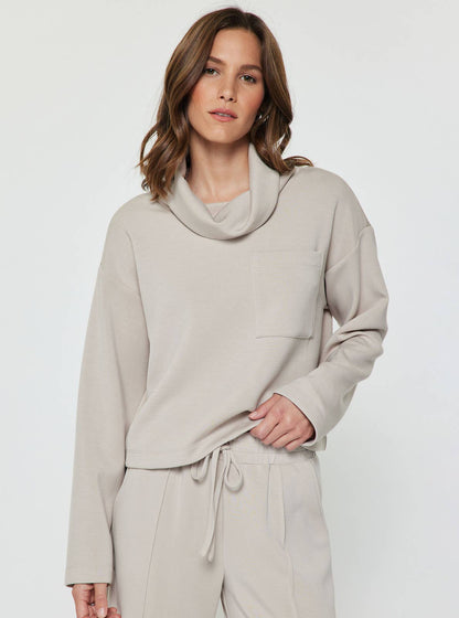 Current Air Cowl Neck Pullover Sweatshirt and Wide Leg Pants Set