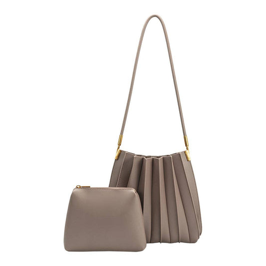 Melie Bianco Carrie Mushroom Pleated Vegan Leather Shoulder Bag