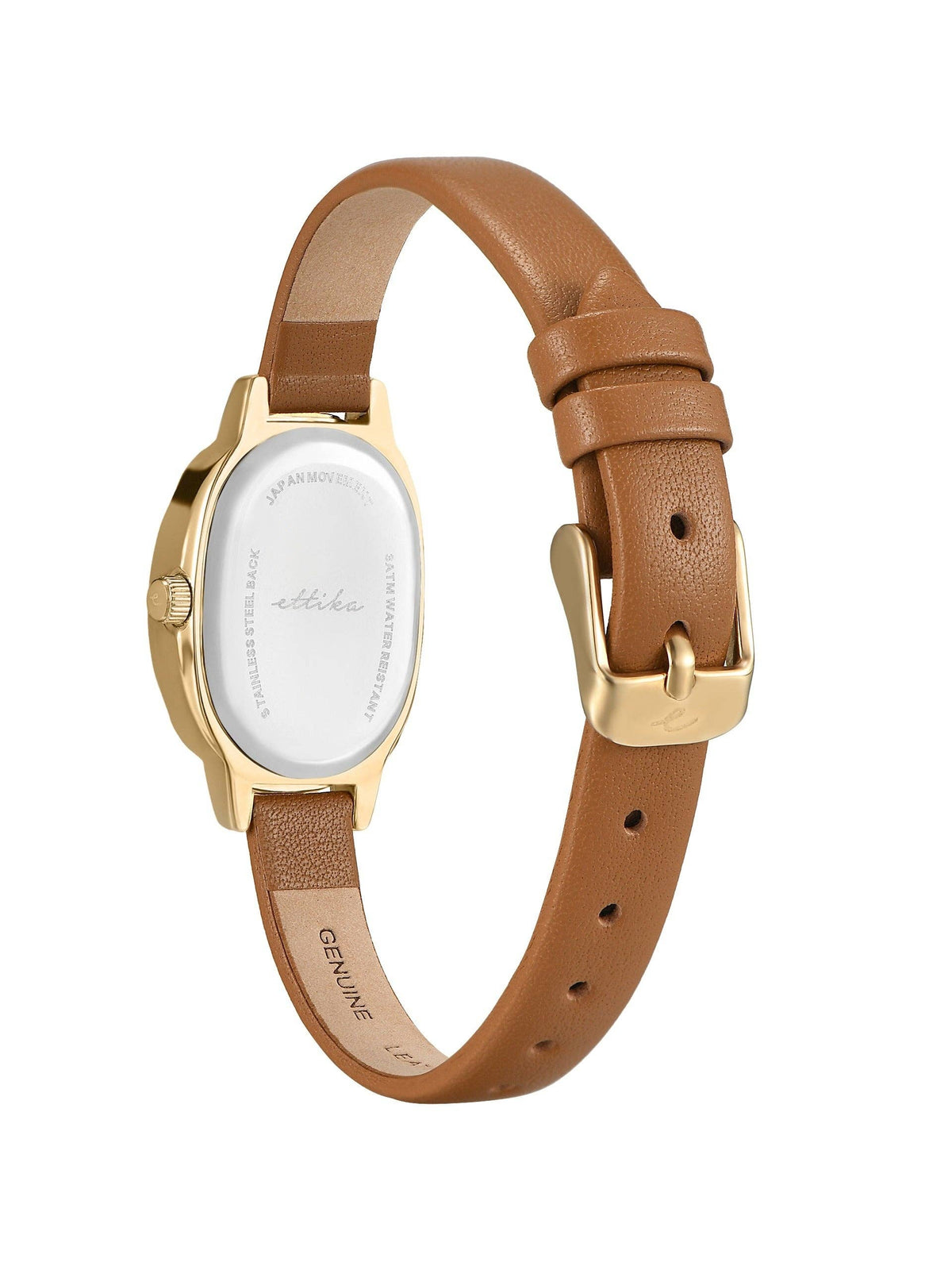Ettika Timeless Texture Cognac Leather Watch