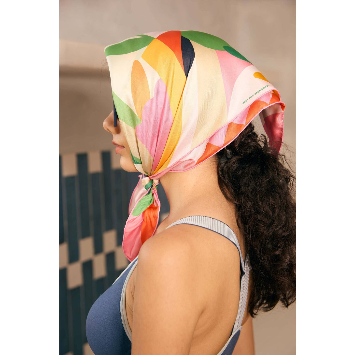 Jessie Zhao Double Sided Silk Scarf Of Spring Garden Harmony