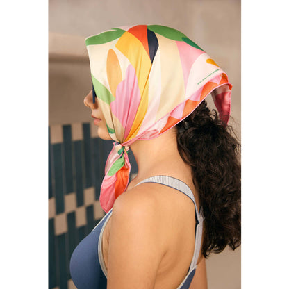 Jessie Zhao Double Sided Silk Scarf Of Spring Garden Harmony