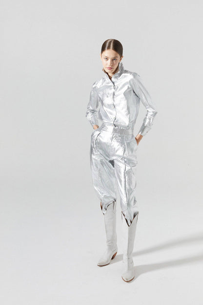 Lanhtropy San Marino Metallic Linen Shirt - Silver