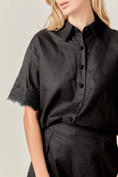 English Factory Midnight Lace Linen Shirt