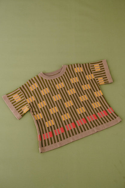 The Endery Bauhaus Short Sleeve Sweater Tee in Saturn