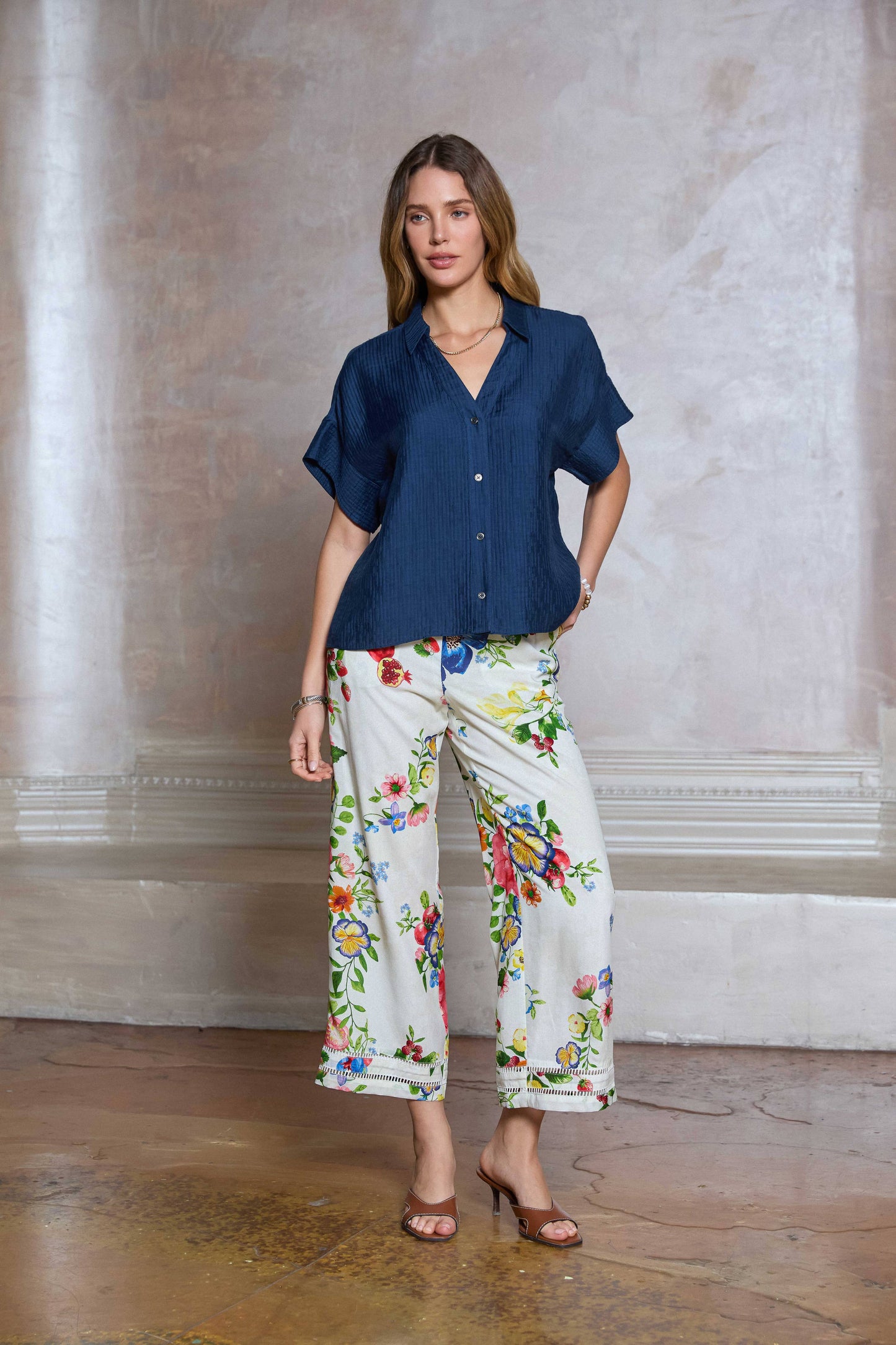 Current Air Floral Printed Wide Leg Pants