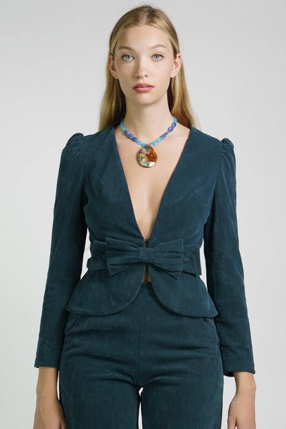 Kristinit Teal Velvet Antonina Jacket