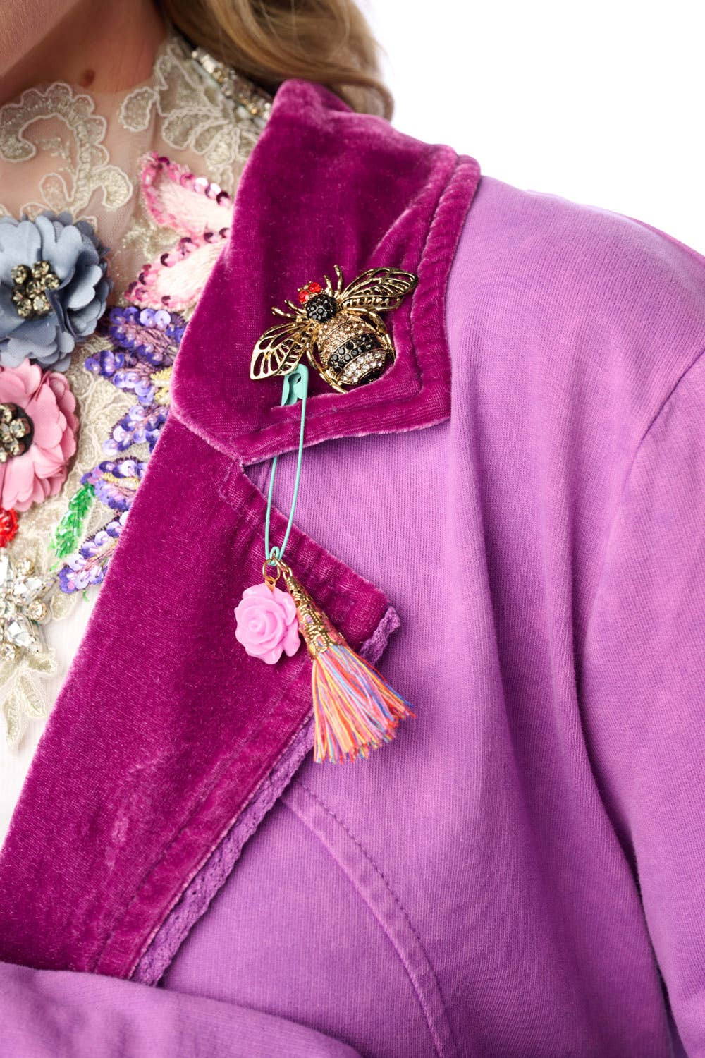 Aratta Colonel Jacket - Violet | French Terry Jacket | Velvet Blazer