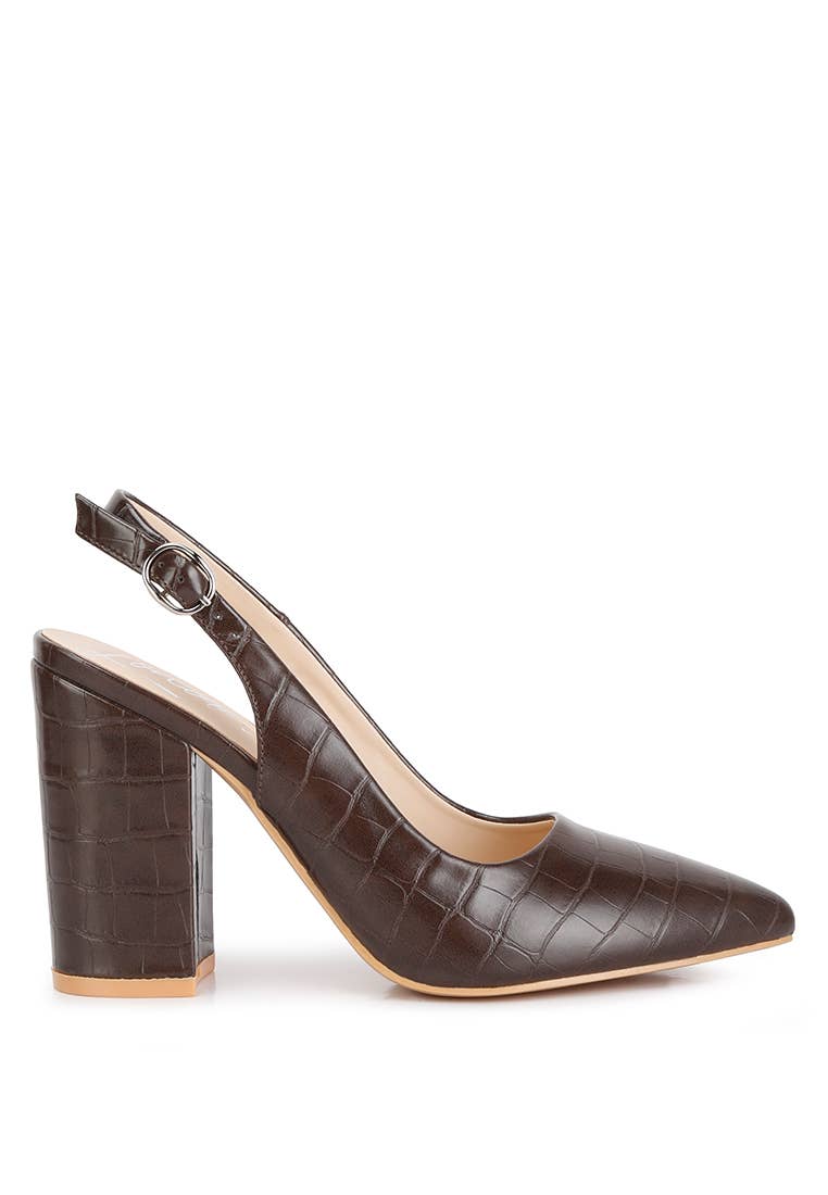 London Rag Macha Croctexture Sling Back Heels