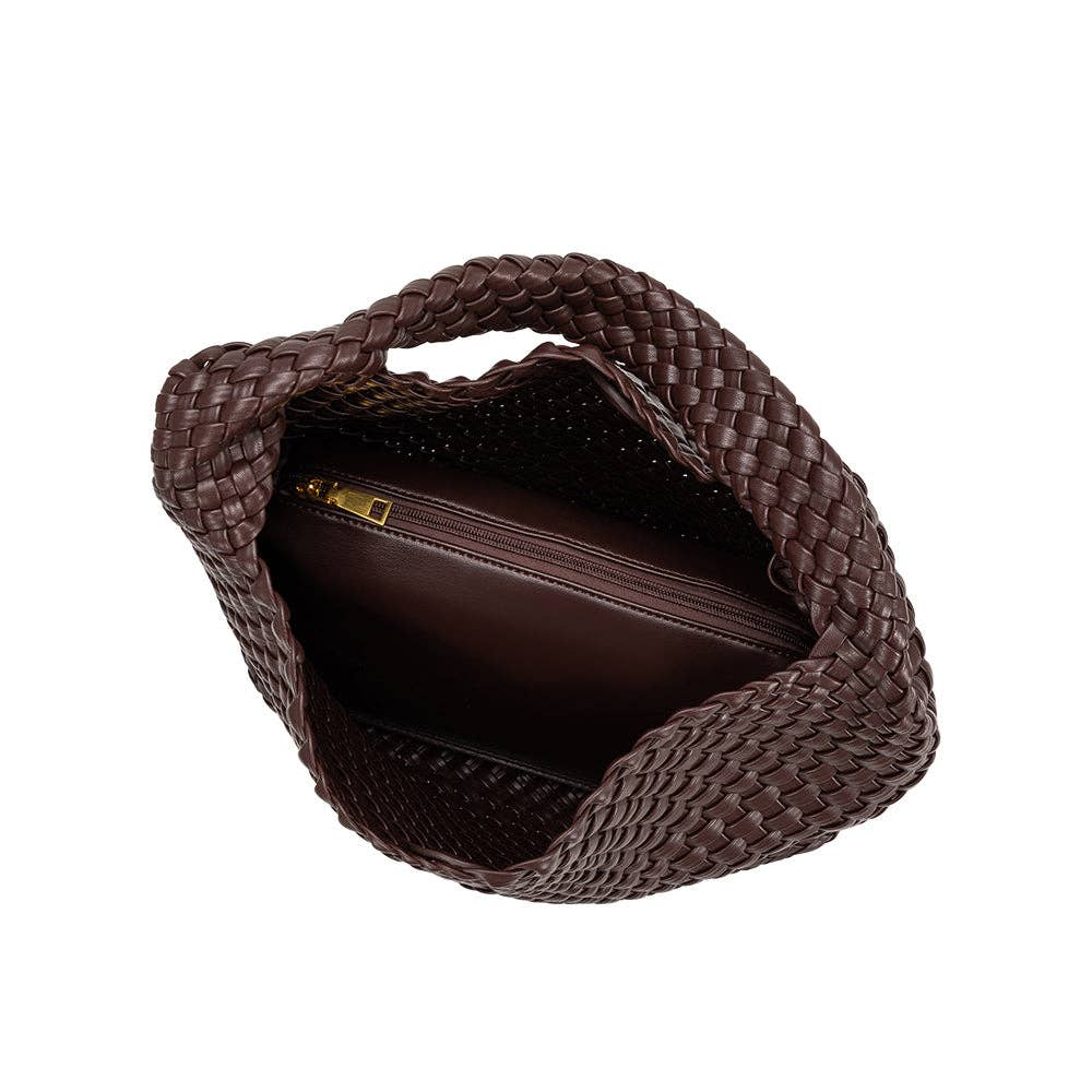 Melie Bianco Johanna Espresso Recycles Vegan Leather Shoulder Bag