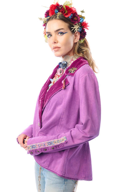 Aratta Colonel Jacket - Violet | French Terry Jacket | Velvet Blazer
