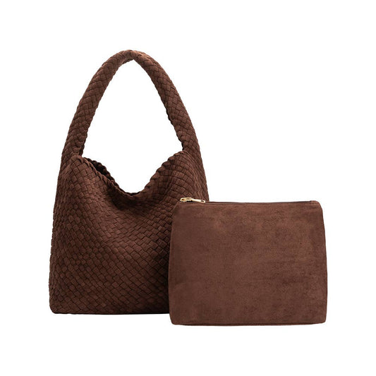 Melie Bianco Johanna Tobacco Recycled Vegan Suede Shoulder Bag