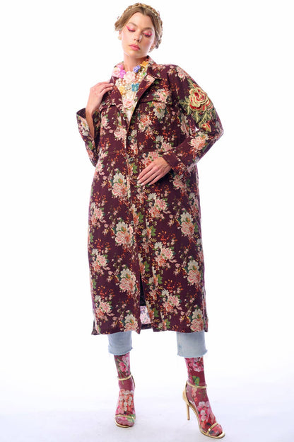 Aratta Cara Delvinge Burgundy Floral Coat