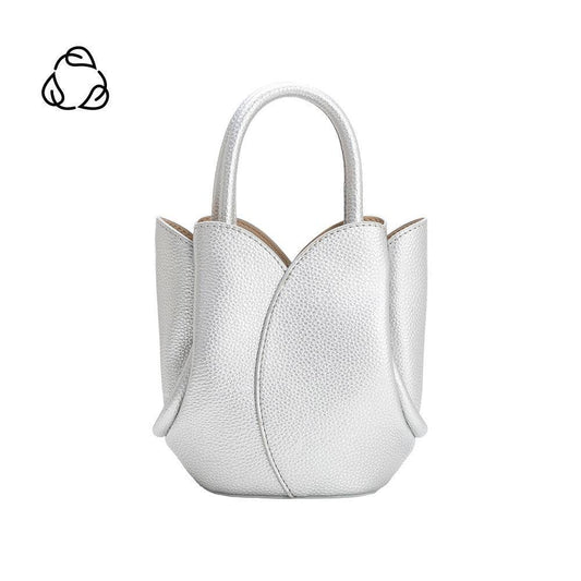 Tulip Mini Metallic Silver Recycled Vegan Leather Top Handle Bag