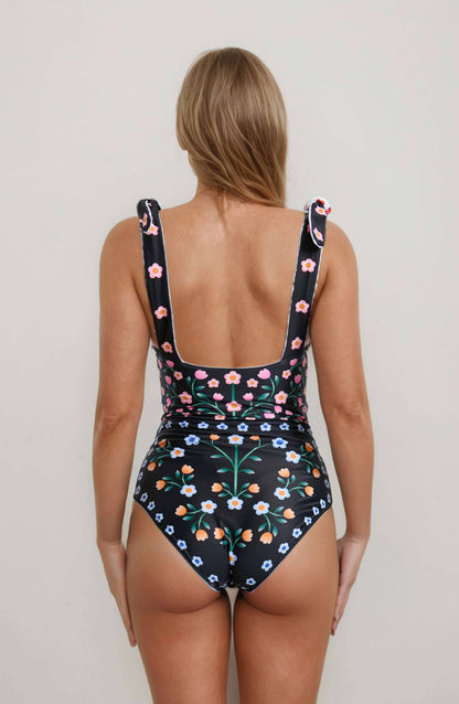 Jessie Zhao Day/Night Garden Reversible One-Piece Swimsuit