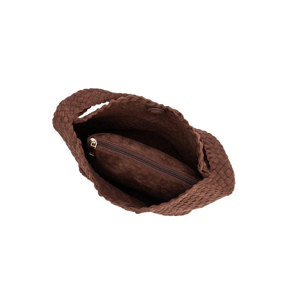 Melie Bianco Johanna Tobacco Recycled Vegan Suede Shoulder Bag