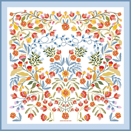 Jessie Zhao Porcelain Jardin Double Sided Silk Scarf
