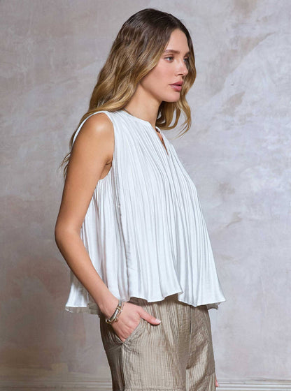 Current Air Pleated Sleeveless Cropped Top