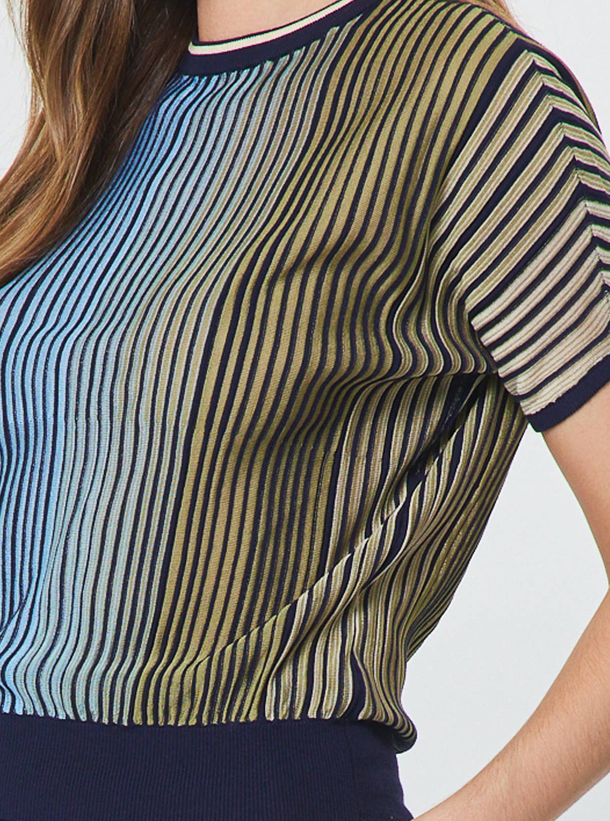Current Air Striped Dolan Sleeve Sweater and Midi Skirt Set