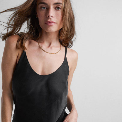 Lunya Washable Silk Black Bias Slip Dress