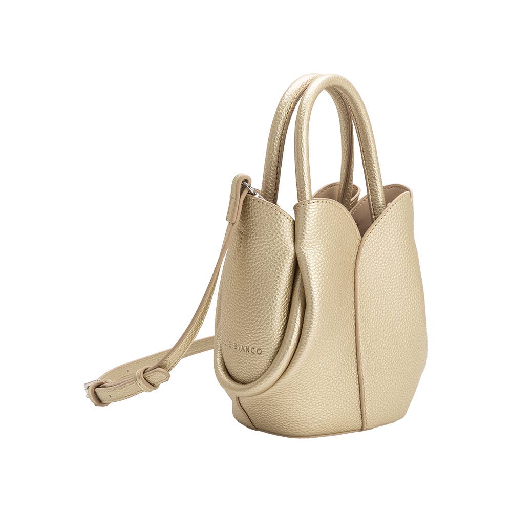 Melie Bianco Tulip Mini Metallic Gold Recycled Vegan Leather Handbag