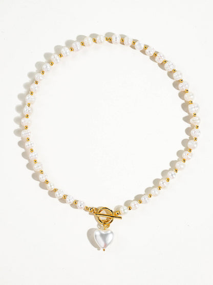 Wren Vintage Natural Pearl Heart Necklace