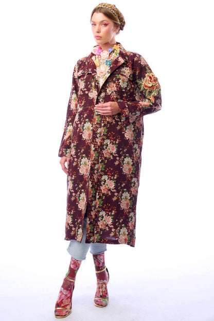 Aratta Cara Delvinge Burgundy Floral Coat