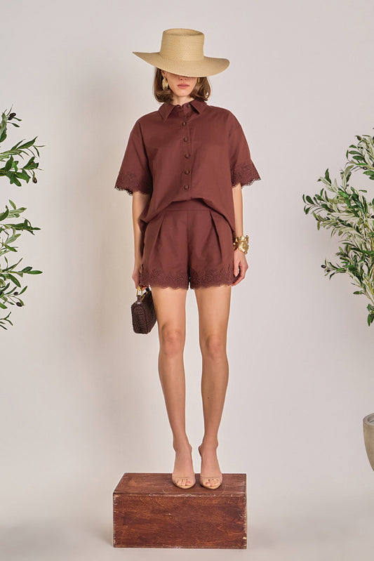 English Factory Midnight Lace Linen Shirt