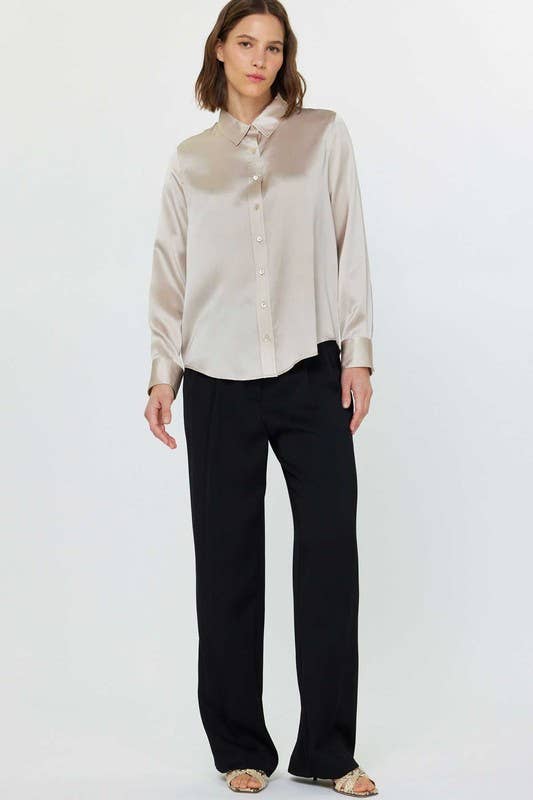Current Air 100% Silk Button Down Long Sleeve Blouse