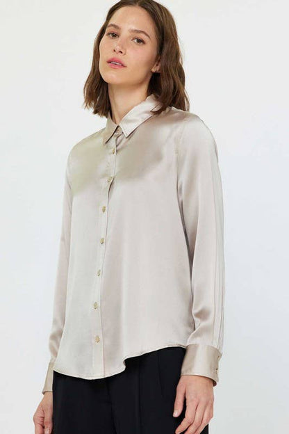 Current Air 100% Silk Button Down Long Sleeve Blouse