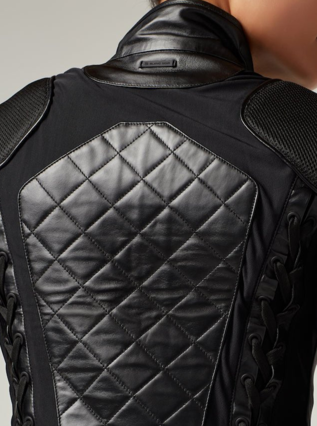 Blanc Noir Classic Leather Mesh Moto Jacket