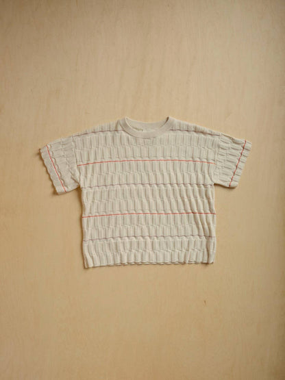 The Endery Wiggle Stripe Knit Grid Tee in the Daybreak Palette