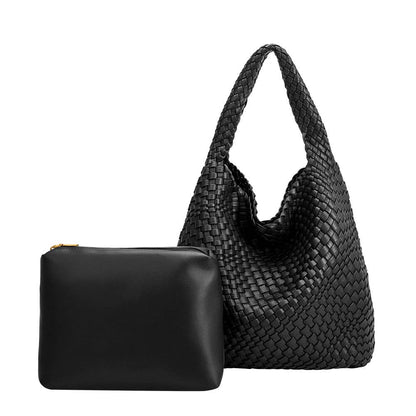 Melie Bianco Johanna Black Recycled Vegan Leather Shoulder Bag
