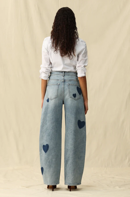Bayeas Rosalind Heart Detail High Rise Barrel Jeans