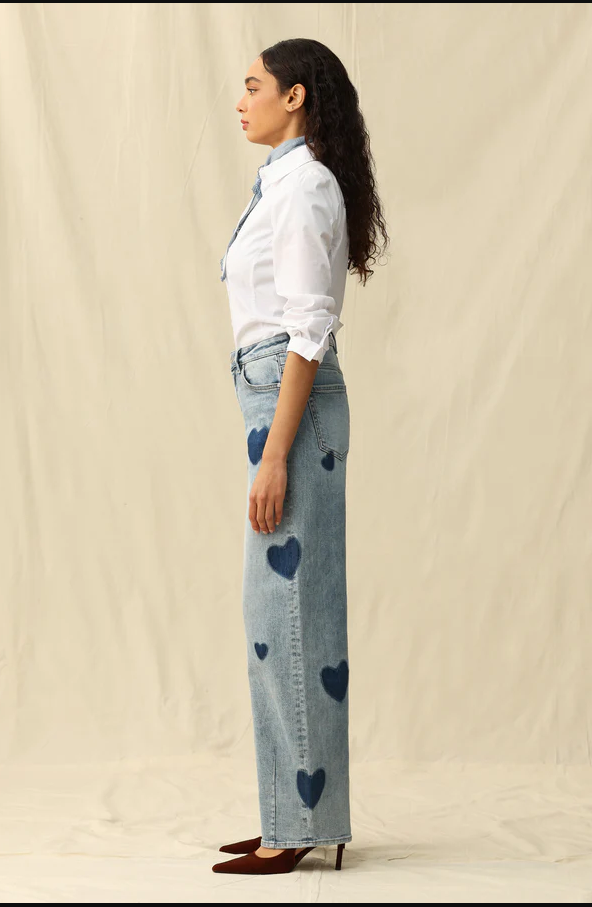 Bayeas Rosalind Heart Detail High Rise Barrel Jeans