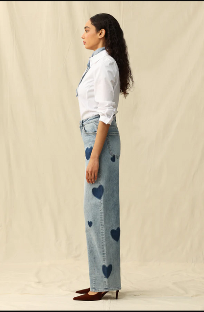 Bayeas Rosalind Heart Detail High Rise Barrel Jeans