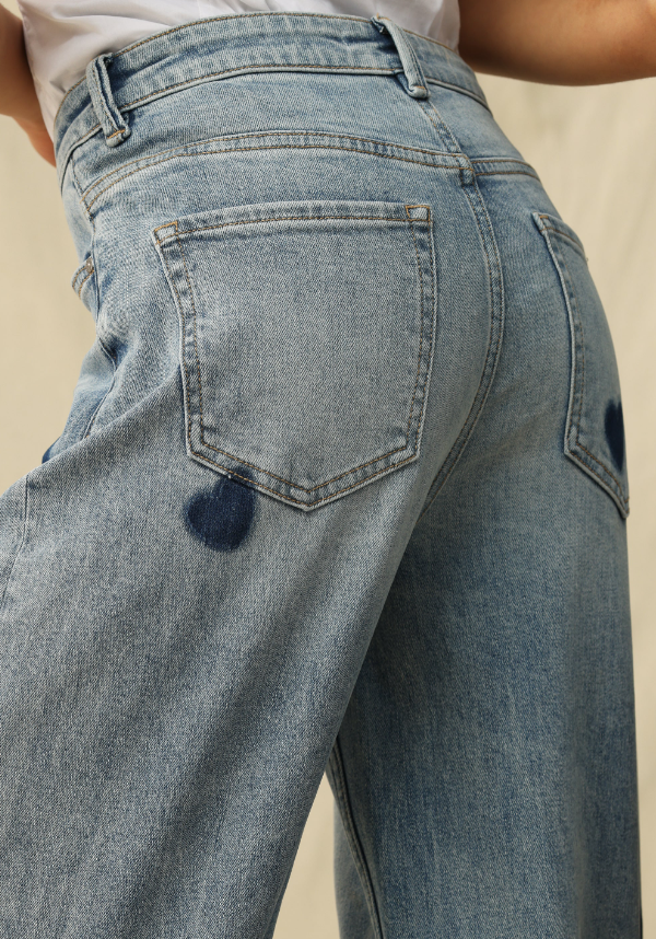 Bayeas Rosalind Heart Detail High Rise Barrel Jeans