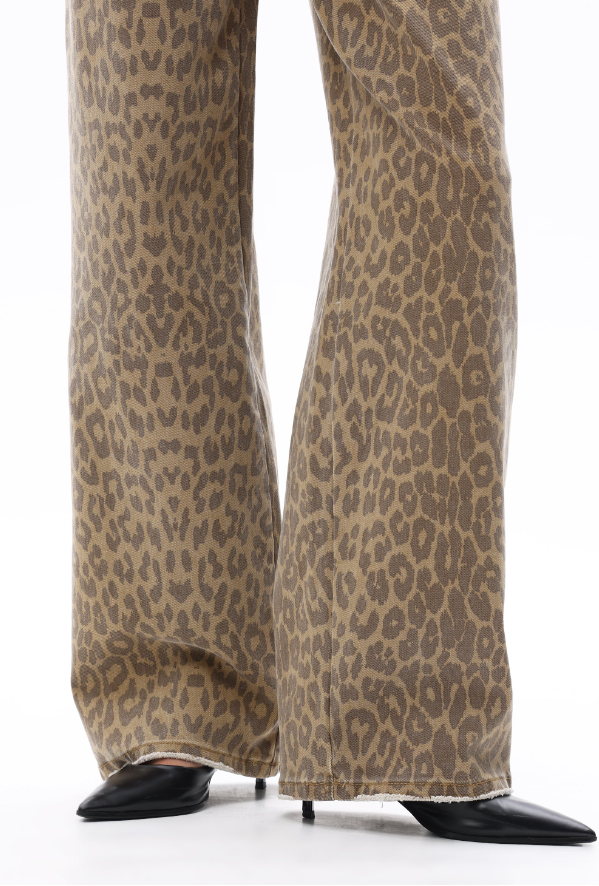 Leopard print pants on a white background