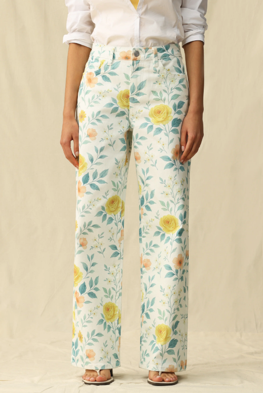 Bayeas Flora High Rise Wide Leg Woven Pants
