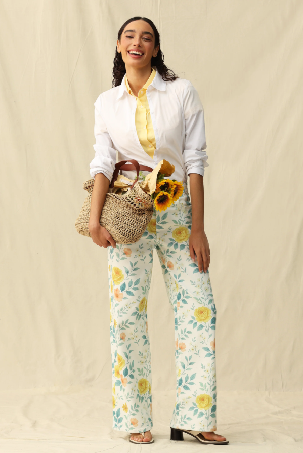 Bayeas Flora High Rise Wide Leg Woven Pants