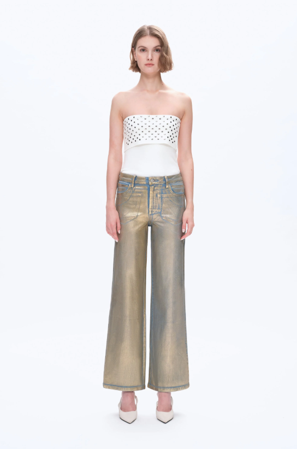 Bayeas Metallic Golden Wide Leg Jeans