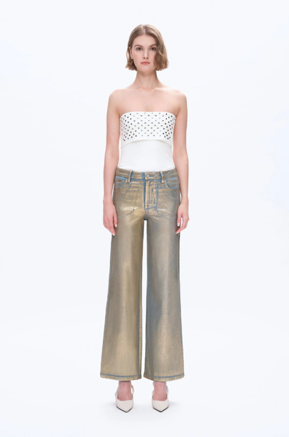 Bayeas Metallic Golden Wide Leg Jeans