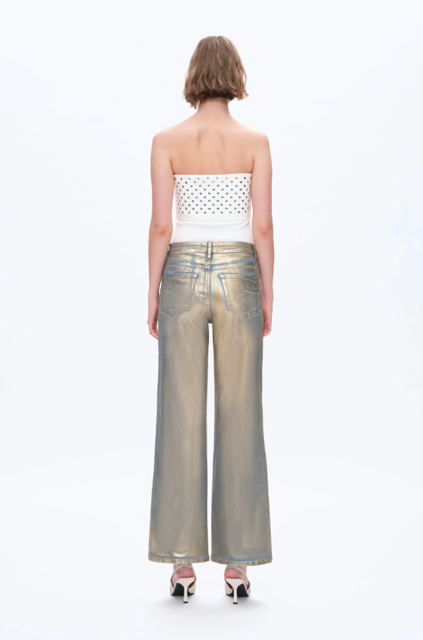 Bayeas Metallic Golden Wide Leg Jeans