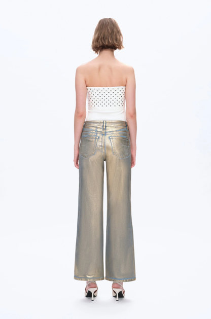 Bayeas Metallic Golden Wide Leg Jeans