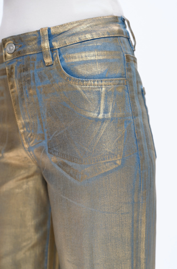 Bayeas Metallic Golden Wide Leg Jeans